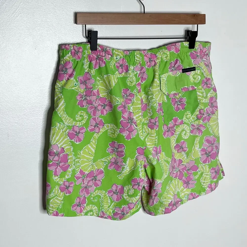 Lilly Pulitzer Seahorse Floral Capri Trunk Swim Shorts Men’s Small